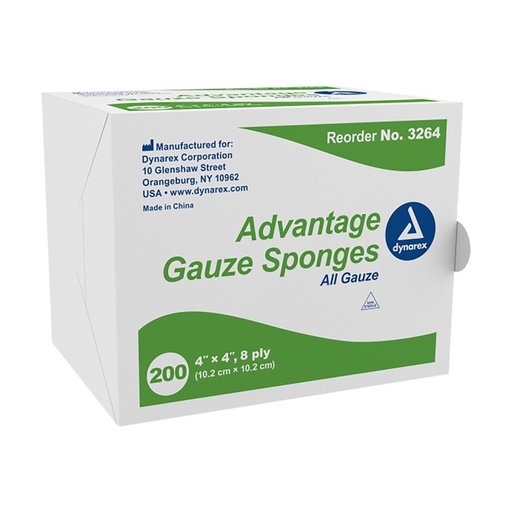 Compresses de gaze 4X4 Rudes tissées 200pc